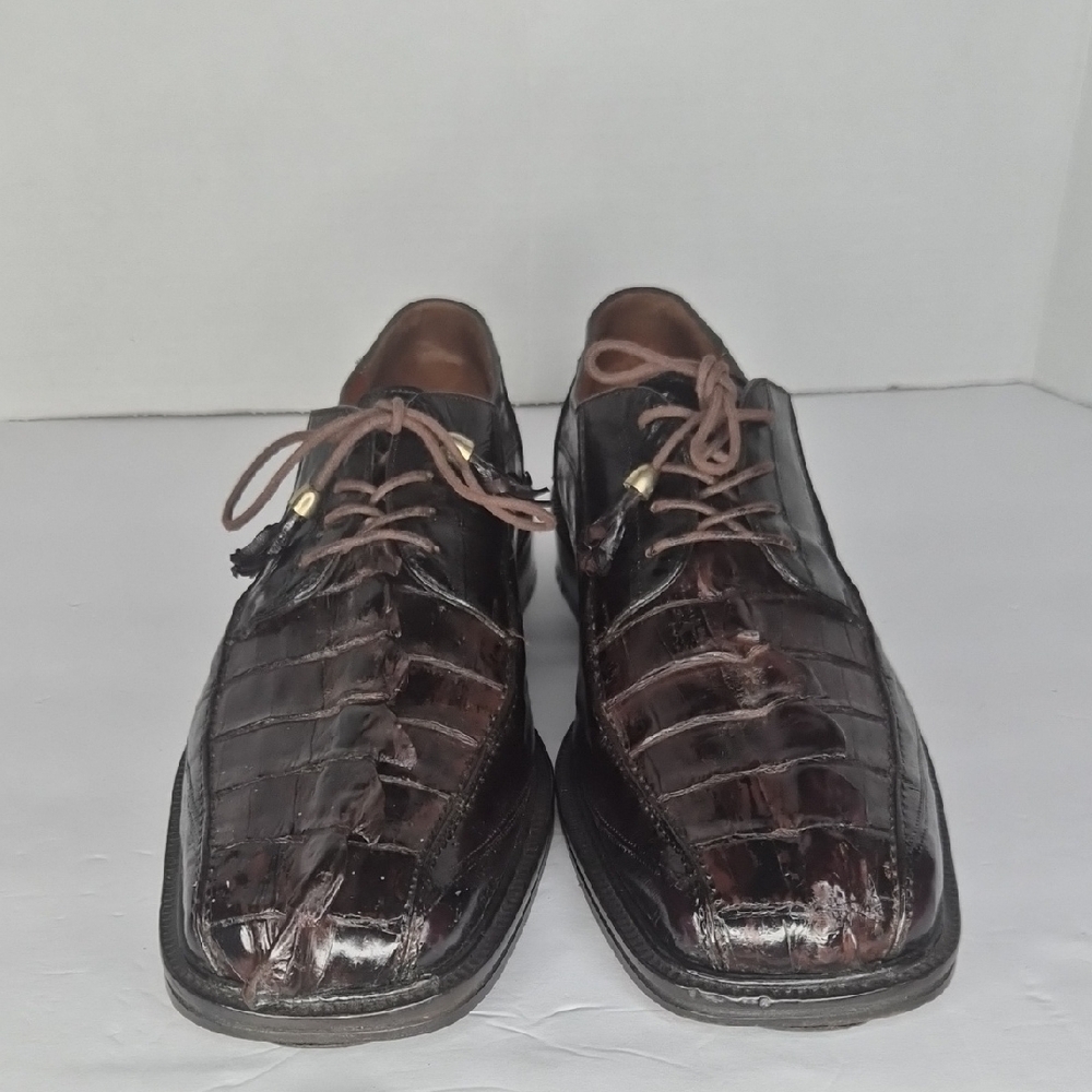 Elegant Brown Crocodile Pattern Men's Shoes